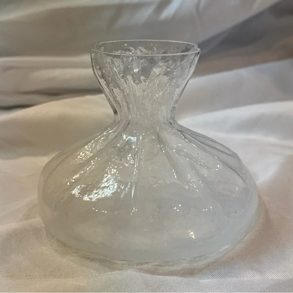 Vintage Swedish Glass Vase SEA Glasbruk by Kosta Rune Strand Sack Textured Vase